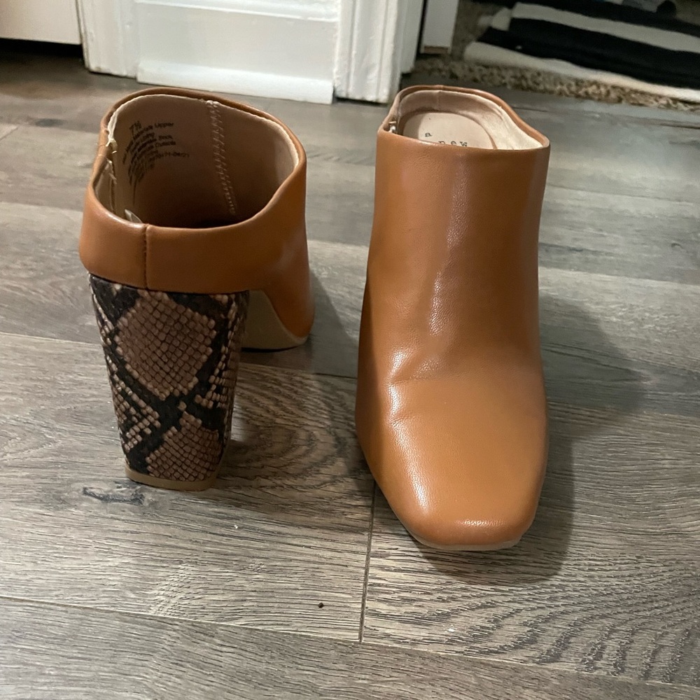 A New Day platform mules snake print heel. Size 7.5 worn once for family photos.